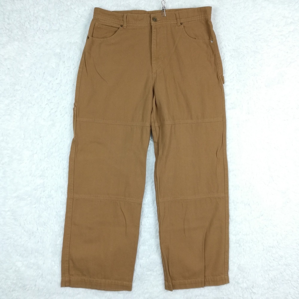 No Boundaries Mens Pants Carpenter Double Knee Canvas Camel Brown 34x31